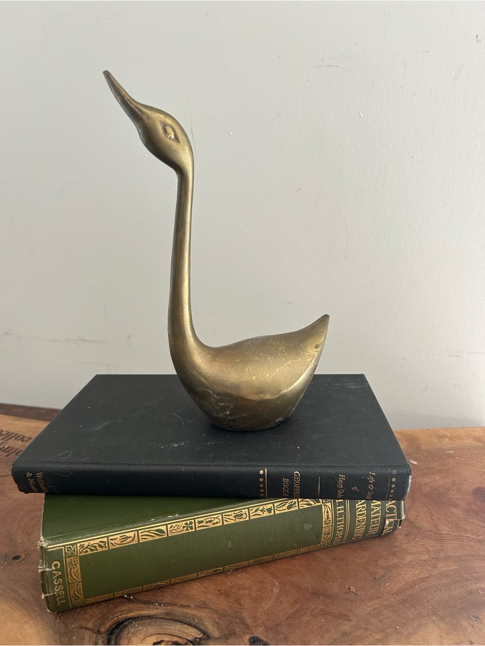 Solid Brass Swan Bird Sculpture Decorative MCM 8” H